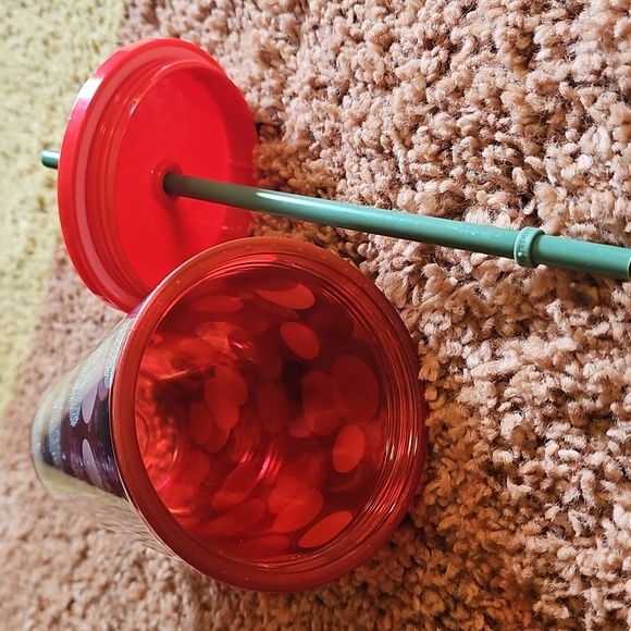 STARBUCKS 2019 Holiday Red Glitter Polka Dot Tumbler Cold Cup 16oz - Picture 3 of 5